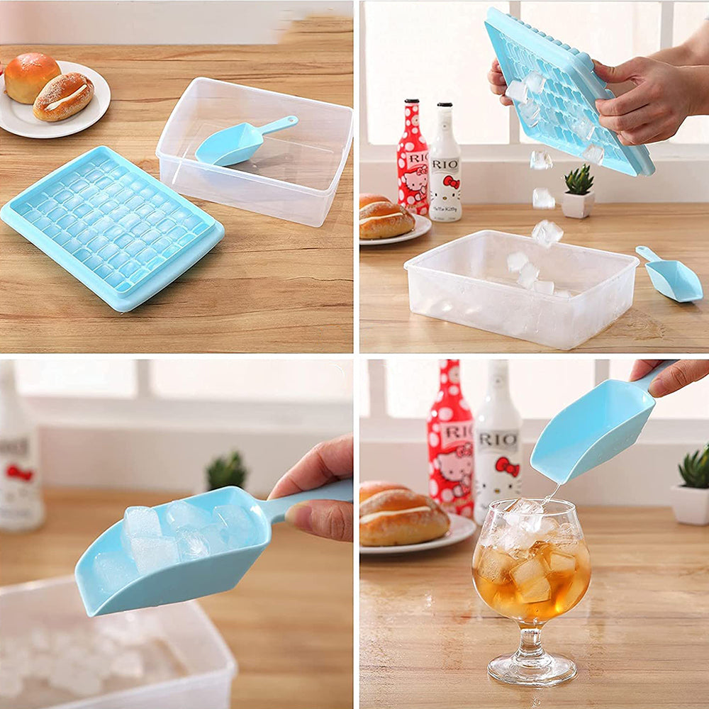 Ice Cube Tray with Lid and Bin for Freezer