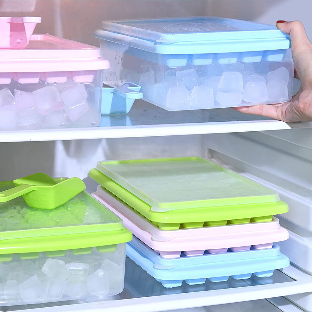 Ice Cube Tray with Lid and Bin for Freezer