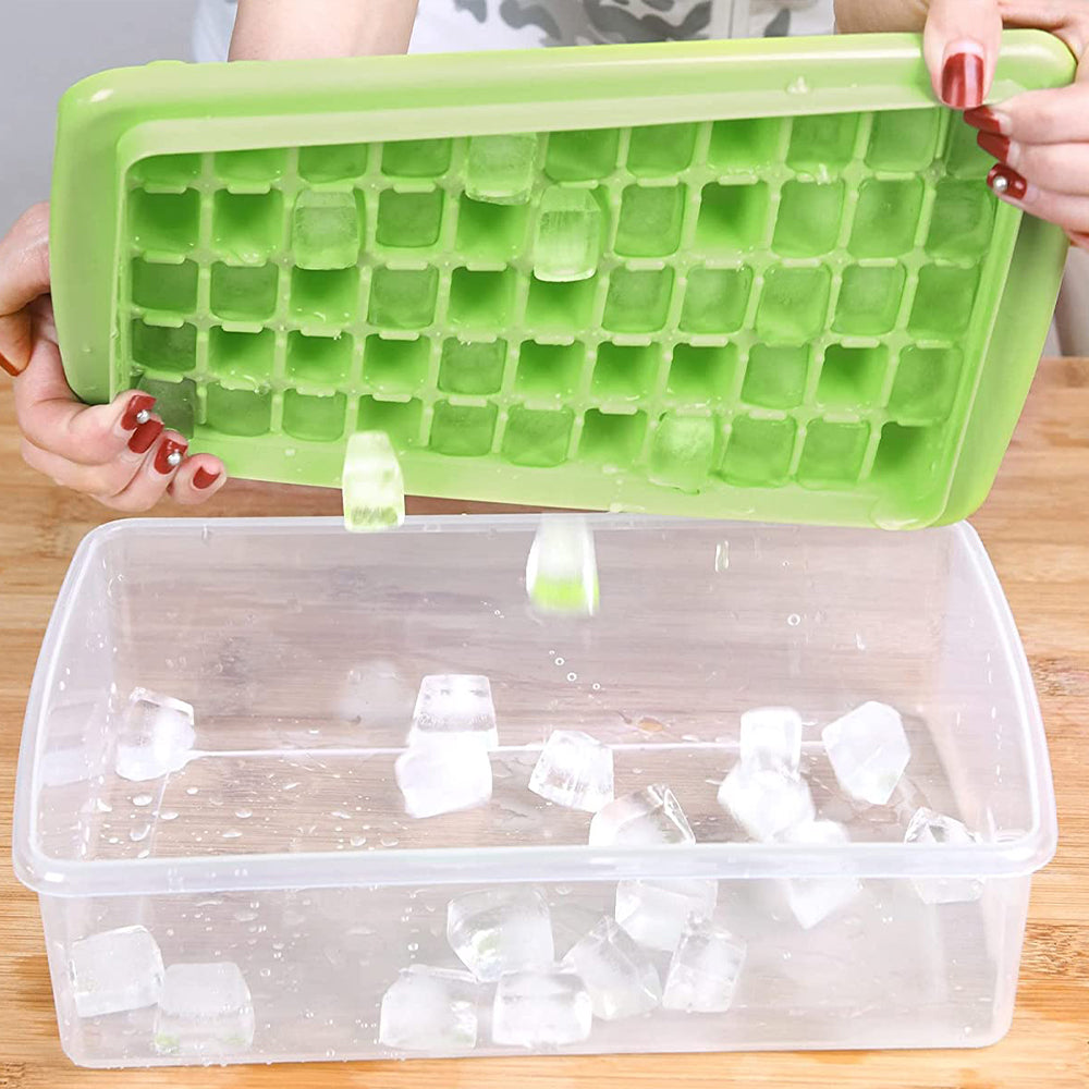 Ice Cube Tray with Lid and Bin for Freezer