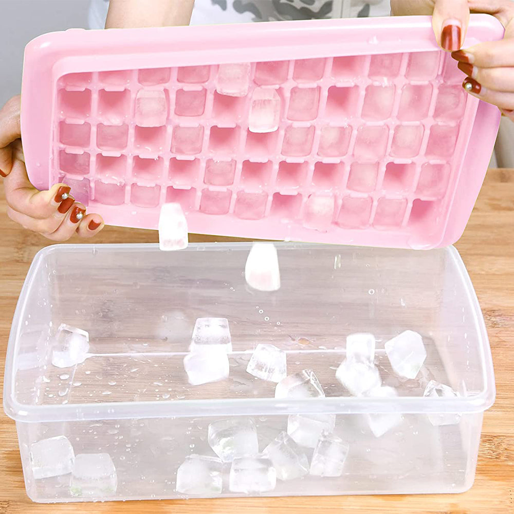 Ice Cube Tray with Lid and Bin for Freezer