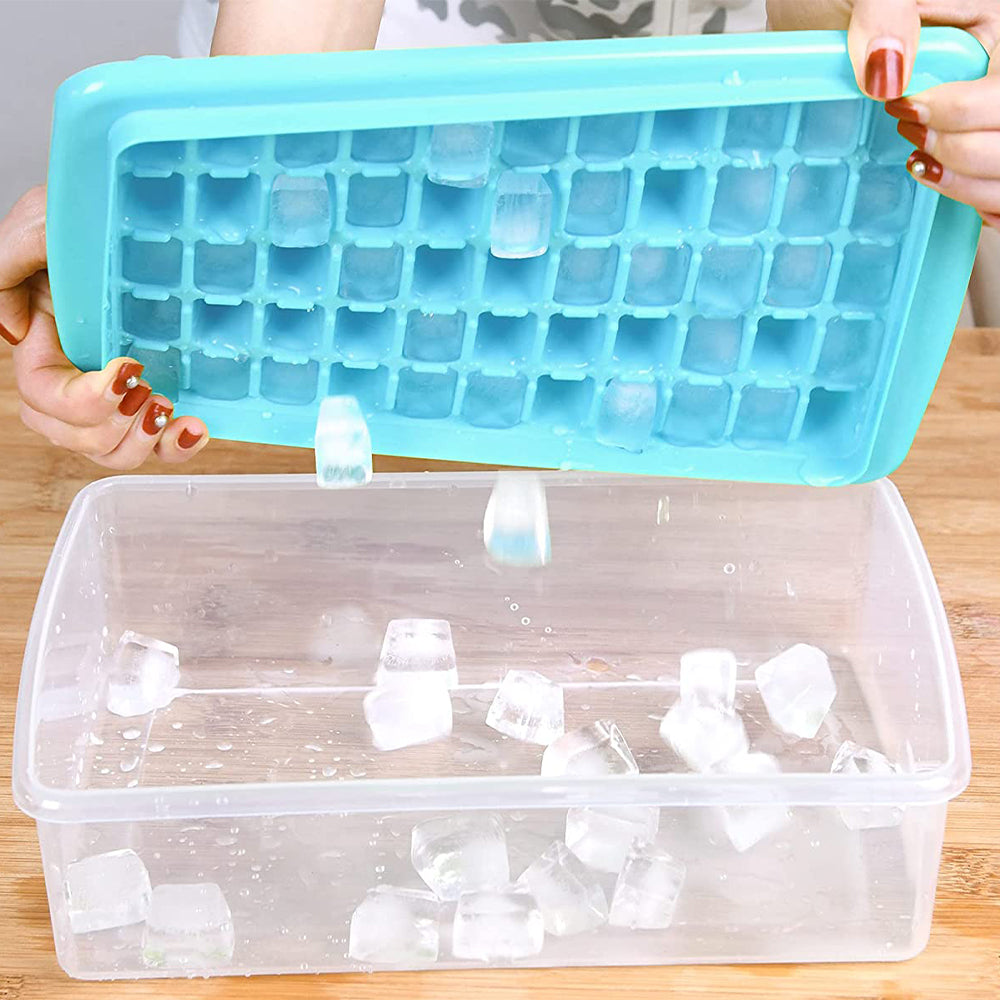 Ice Cube Tray with Lid and Bin for Freezer