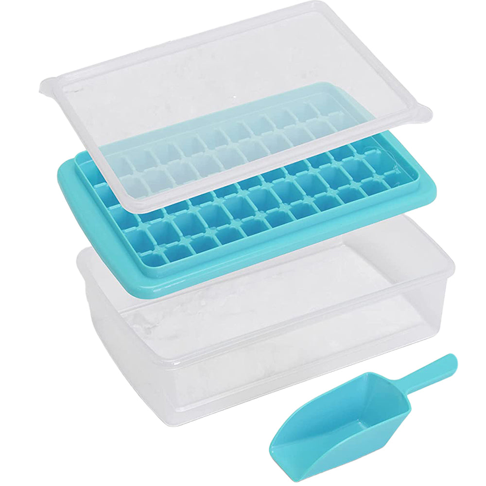 Ice Cube Tray with Lid and Bin for Freezer