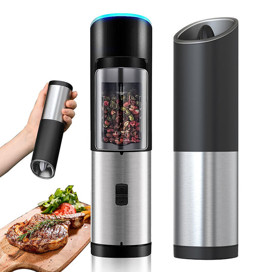 Stainless Steel Gravity Automatic Sensor Salt and Pepper Grinder with LED Light