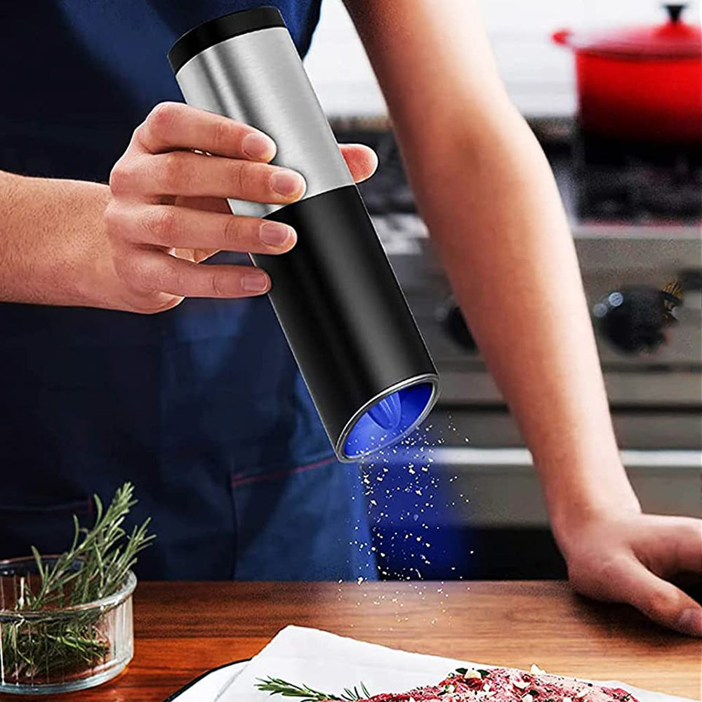 Stainless Steel Gravity Automatic Sensor Salt and Pepper Grinder with LED Light