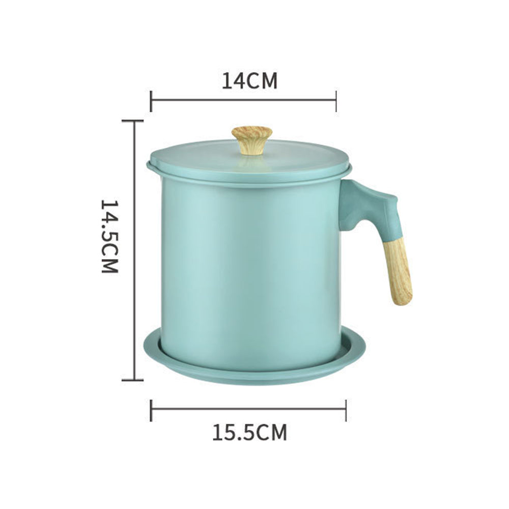 1.4L/1.7L Strainer Oil Storage Container with Coaster Tray Dishwasher Security Oil Keeper-Green