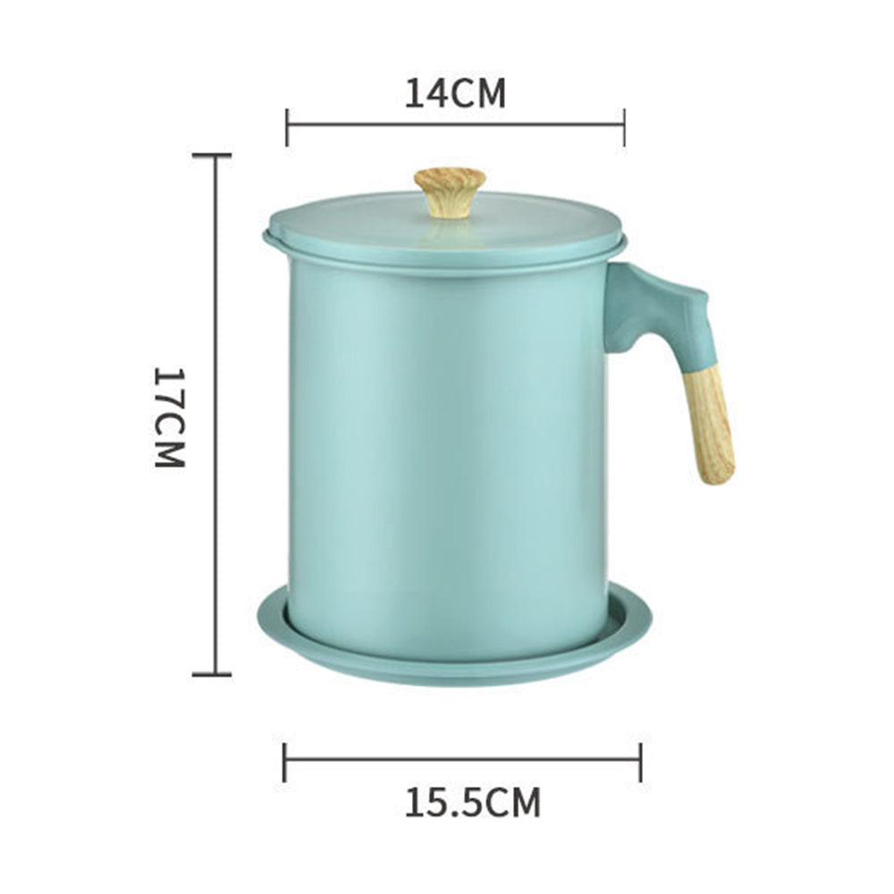 1.4L/1.7L Strainer Oil Storage Container with Coaster Tray Dishwasher Security Oil Keeper-Green