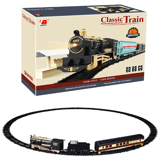 Electric Train Toy Car Set with Lights and Sounds-Black