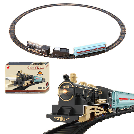 Electric Train Toy Car Set with Lights and Sounds-Blue