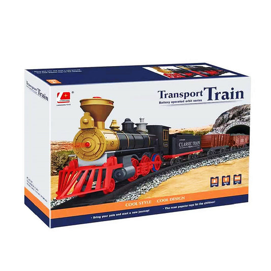 Electric Train Toy Car Set with Lights and Sounds-Red