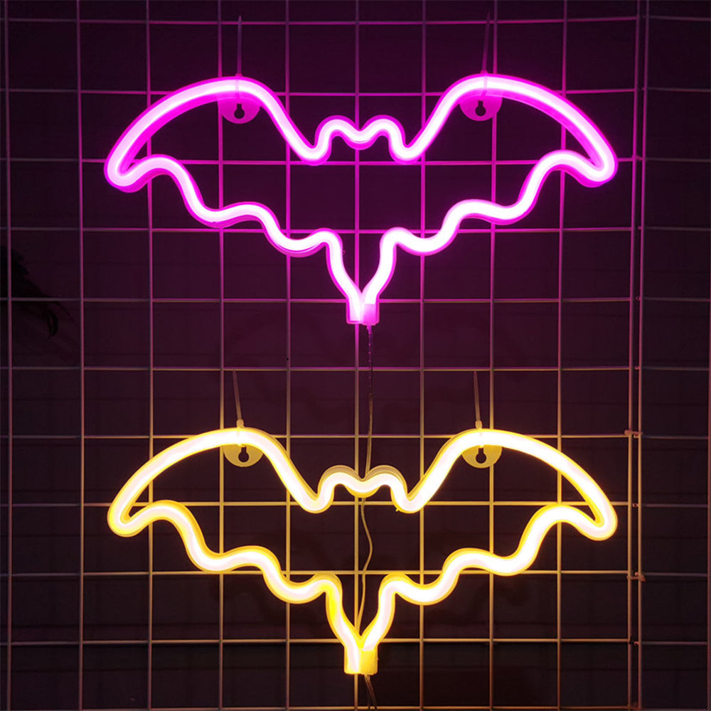 Bat Shaped Neon Signs LED Wall Lights Colorful Room Bar Lamp Easter Art Decor