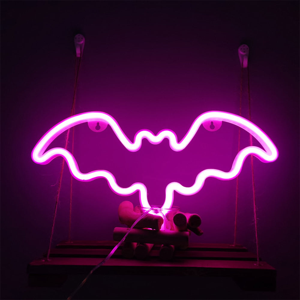 Bat Shaped Neon Signs LED Wall Lights Colorful Room Bar Lamp Easter Art Decor