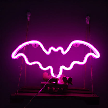 Bat Shaped Neon Signs LED Wall Lights Colorful Room Bar Lamp Easter Art Decor