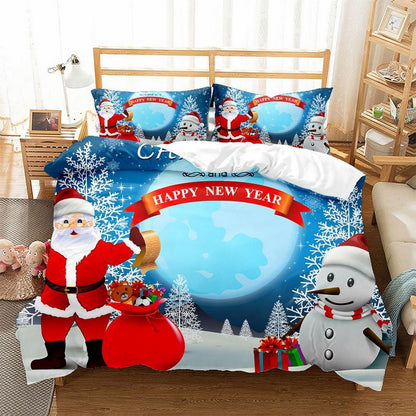 Christmas 3pcs Bedding Set Double Queen King Size Quilt Cover Pillowcases Set-Style 5