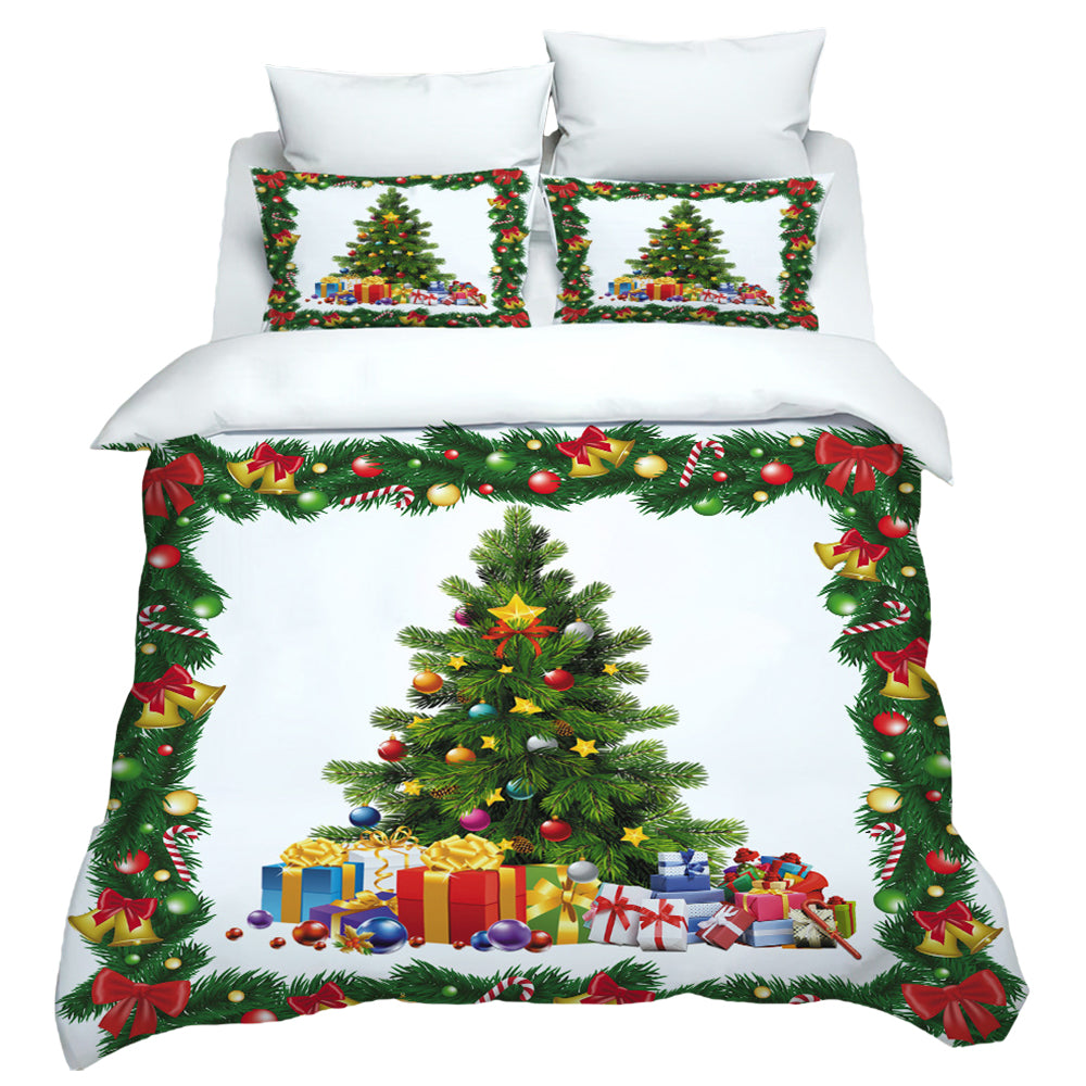 Christmas 3pcs Printed Christmas Bedding Set Double Queen King Size Quilt Cover