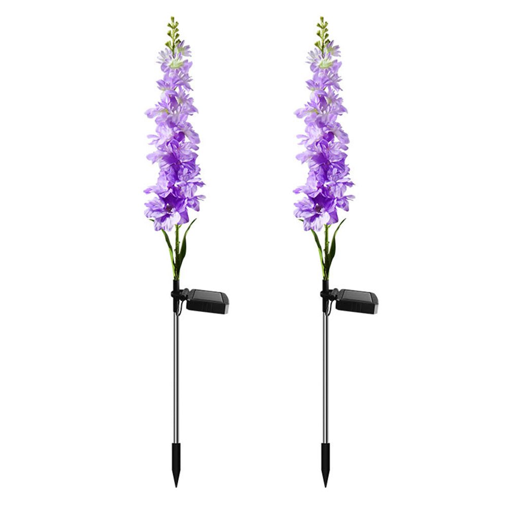 2 Pack Solar Hyacinth Garden Stake Violet Flower Lights