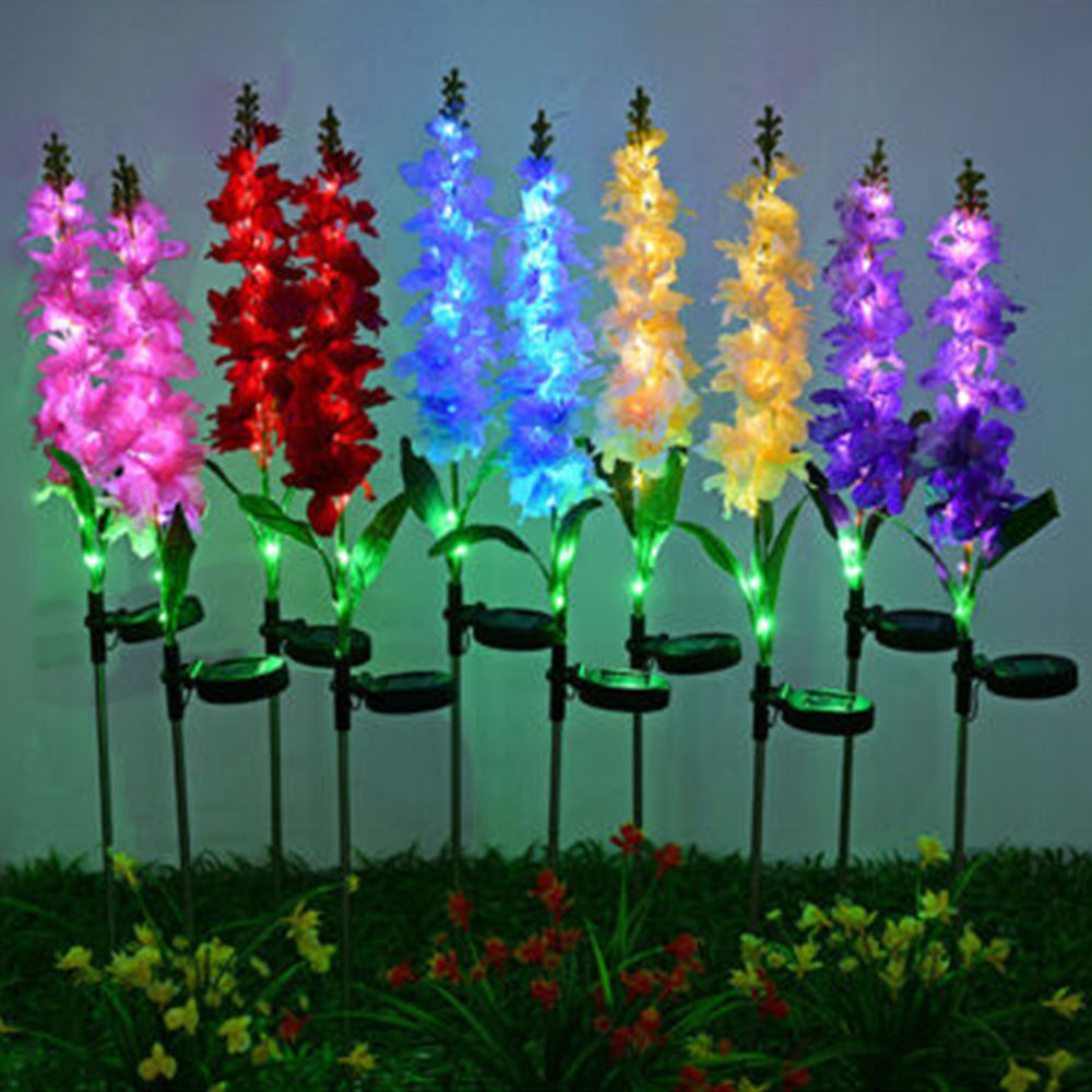 2 Pack Solar Hyacinth Garden Stake Violet Flower Lights