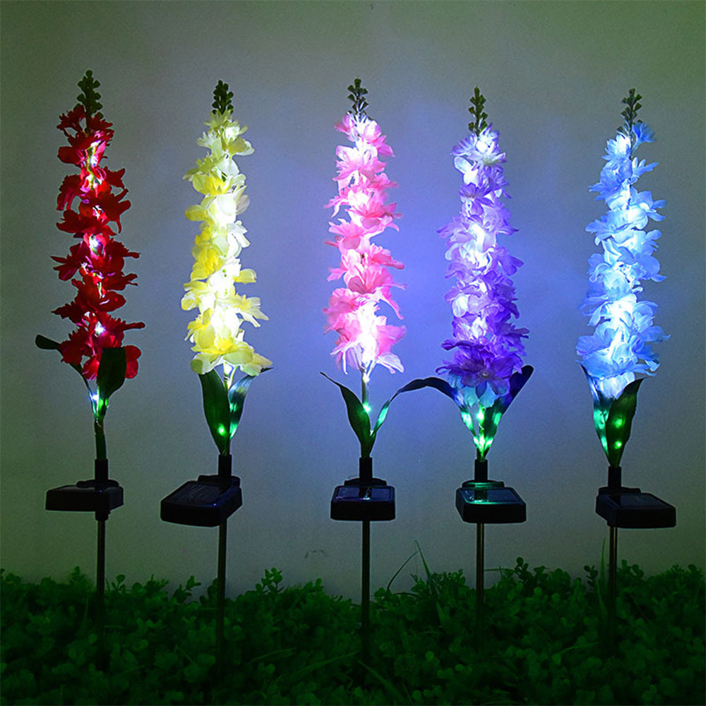 2 Pack Solar Hyacinth Garden Stake Violet Flower Lights