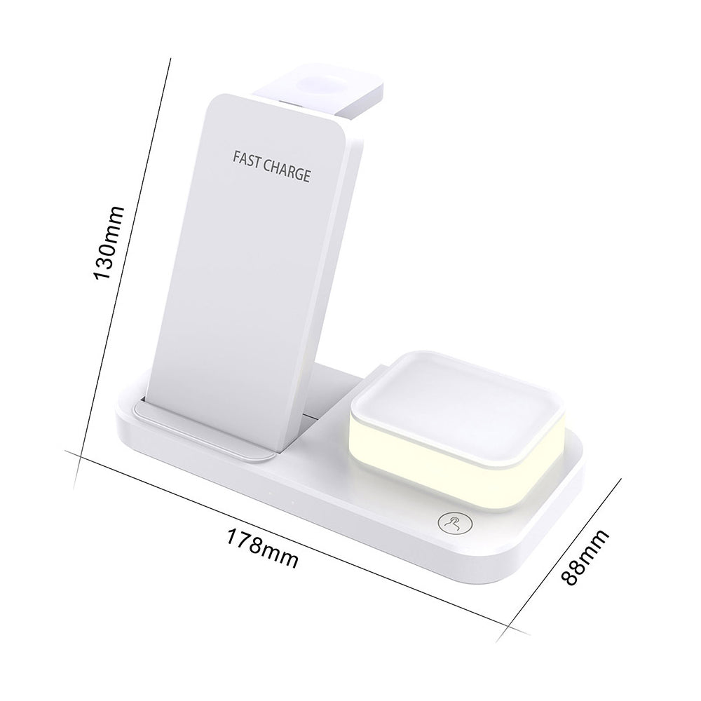 4 in 1 Folding  USB Plug Wireless Charger with Touch Lamp for Phone Apple Watch Airpods