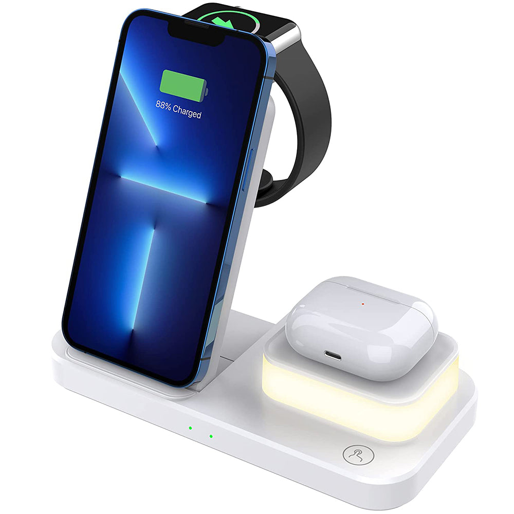 4 in 1 Folding  USB Plug Wireless Charger with Touch Lamp for Phone Apple Watch Airpods