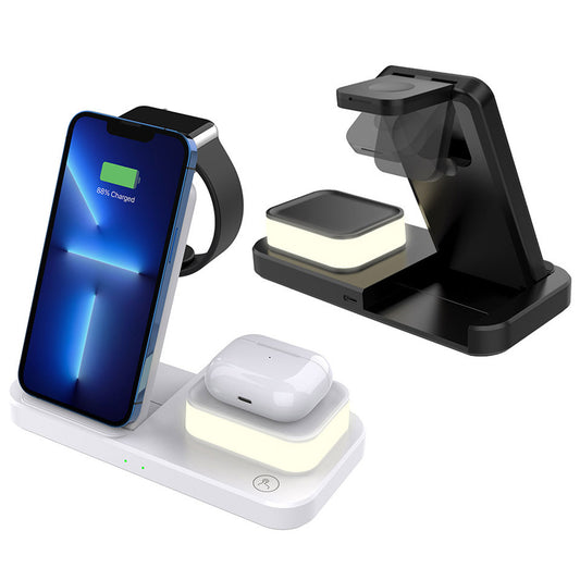 4 in 1 Folding  USB Plug Wireless Charger with Touch Lamp for Phone Apple Watch Airpods