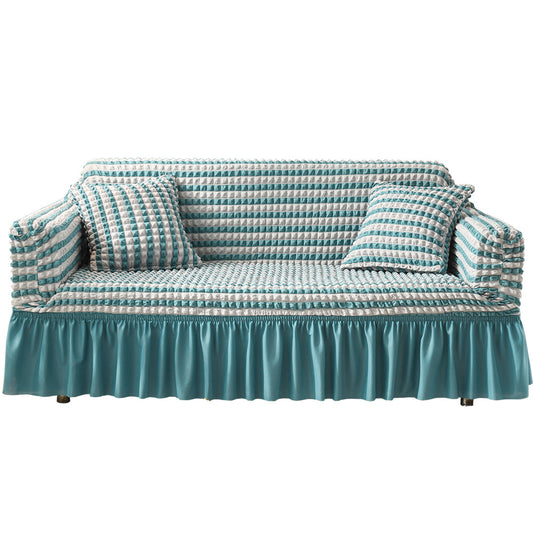 Seersucker Sofa Cover with Skirt Stretch Anti-dirty Slipcovers