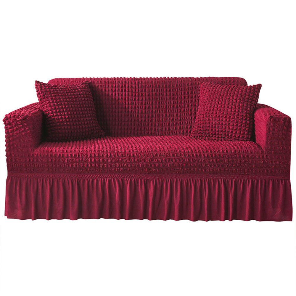 Seersucker Sofa Cover with Skirt Stretch Anti-dirty Slipcovers