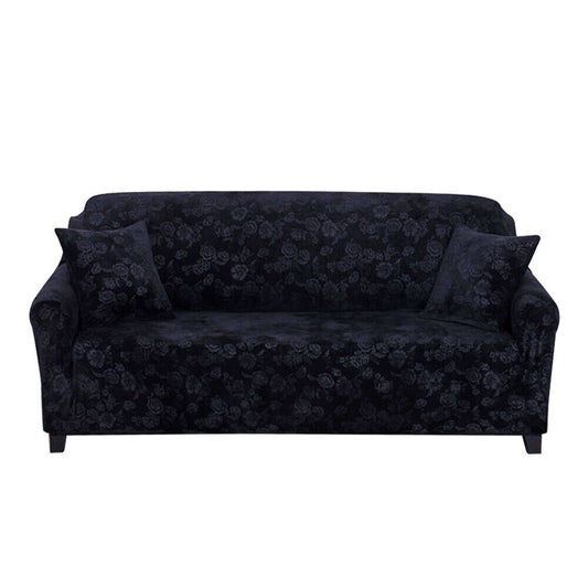 Vintage Embossed Flower Sofa Cover Stretch Chair Couch Slipcovers-Black