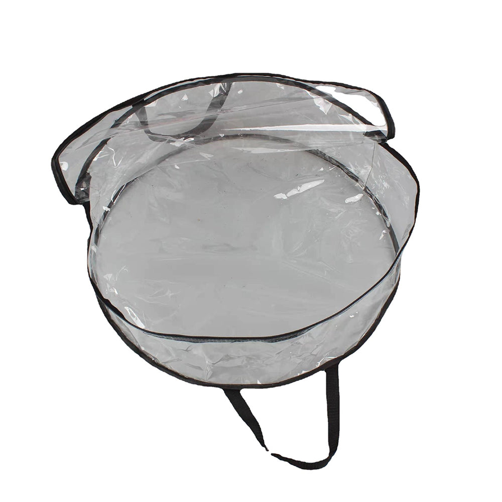 Round Transparent PVC Christmas Wreath Packaging Bag Organizer-Black