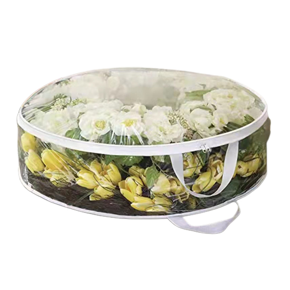 Round Transparent PVC Christmas Wreath Packaging Bag Organizer-Transparent