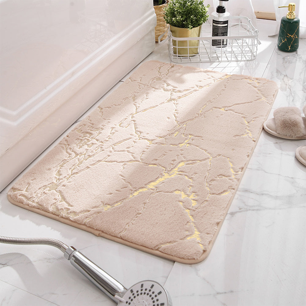 Marble Design Super Absorbent Microfiber Plush Non-Slip Area Rug