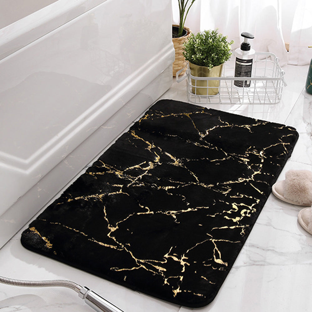 Marble Design Super Absorbent Microfiber Plush Non-Slip Area Rug