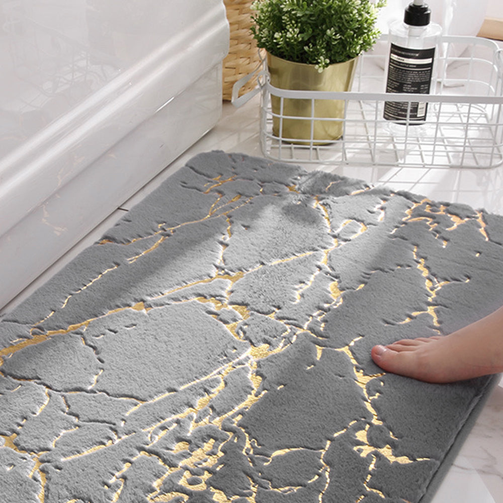 Marble Design Super Absorbent Microfiber Plush Non-Slip Area Rug