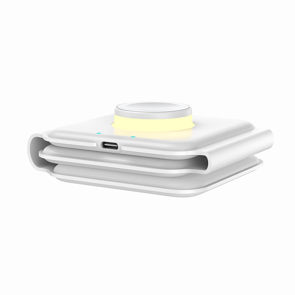 3 in 1 Foldable Adsorbable Iron USB Qi Wireless Fast Charging Station with Night Light for Phone Apple Watch Airpods