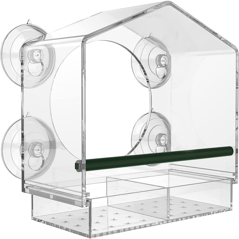 Acrylic Clear Window Bird Feeder with 4 Suction Cups