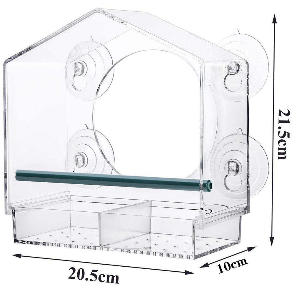 Acrylic Clear Window Bird Feeder with 4 Suction Cups