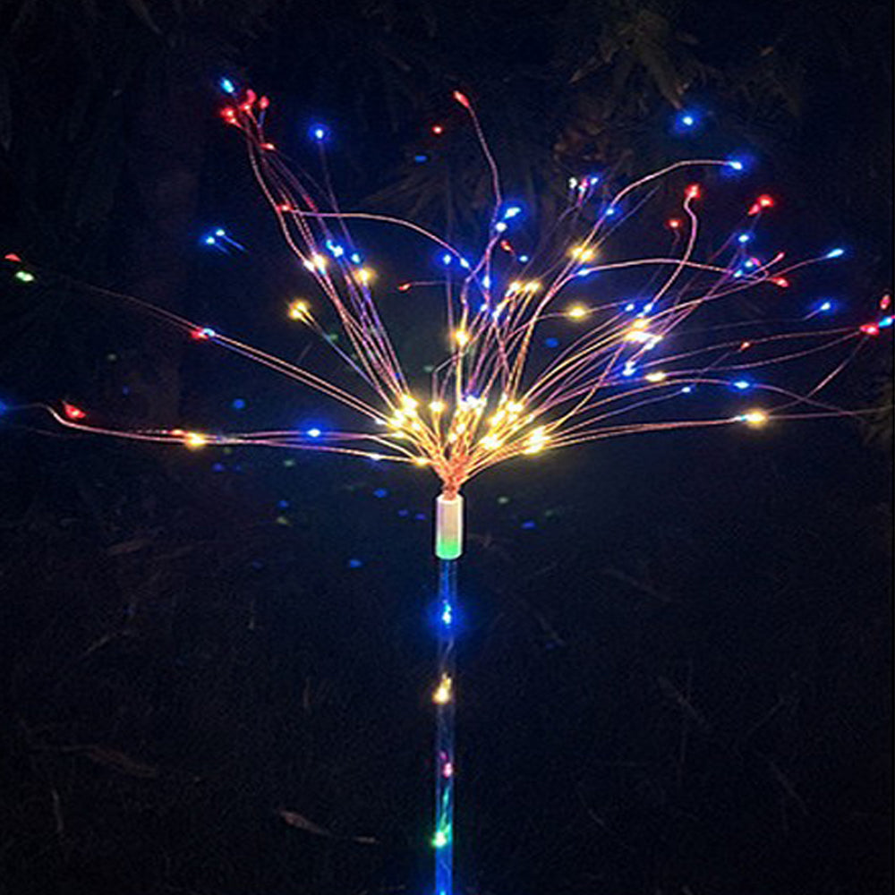 2Pcs 2 mode 120 LED Solar Dandelion Fireworks Lamp