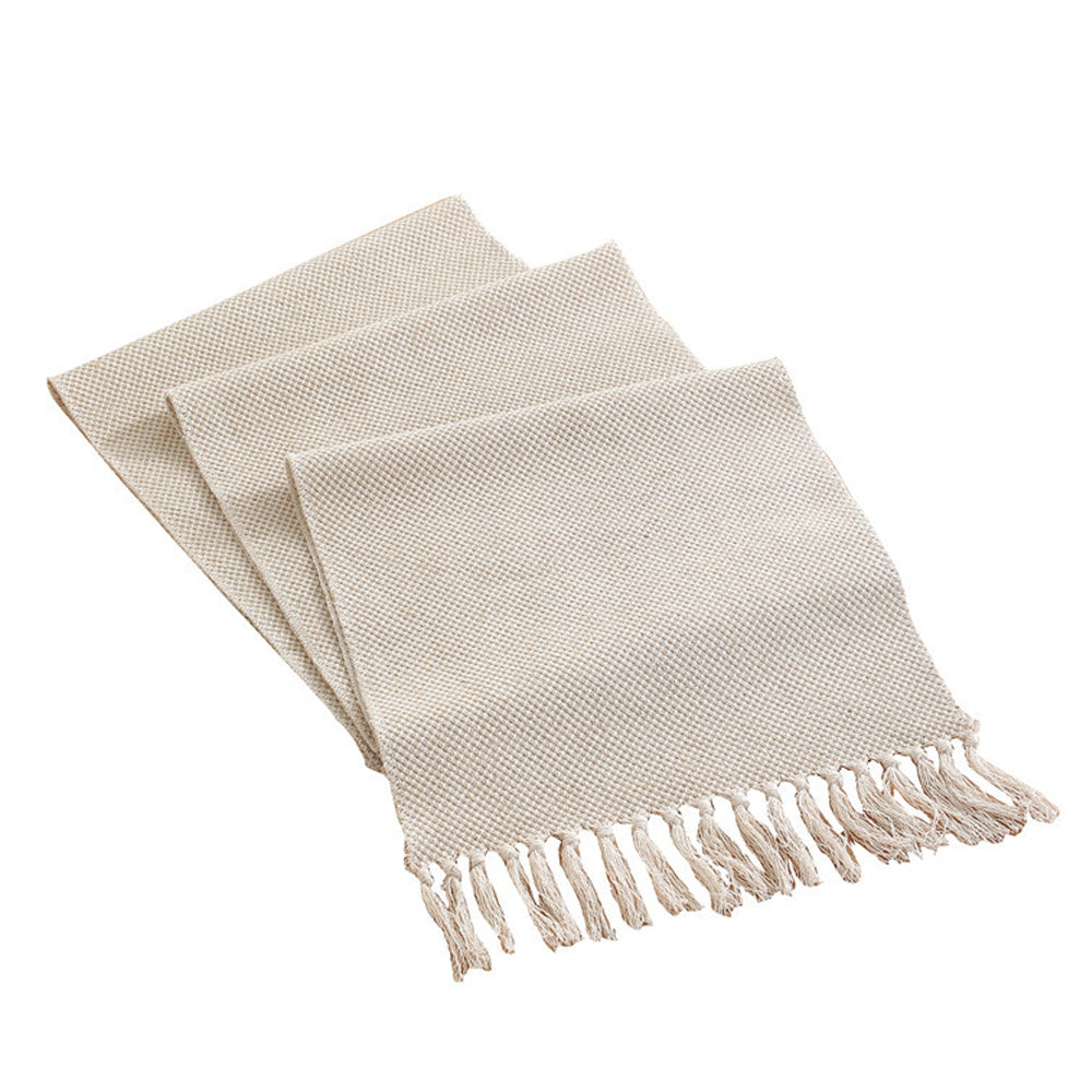 Cotton Linen Weave Table Runner with Tassels