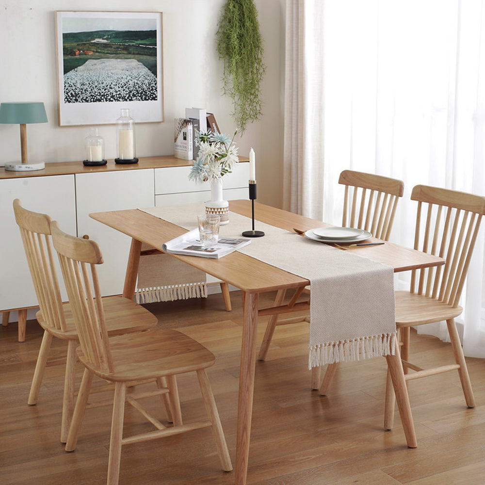 Cotton Linen Weave Table Runner with Tassels