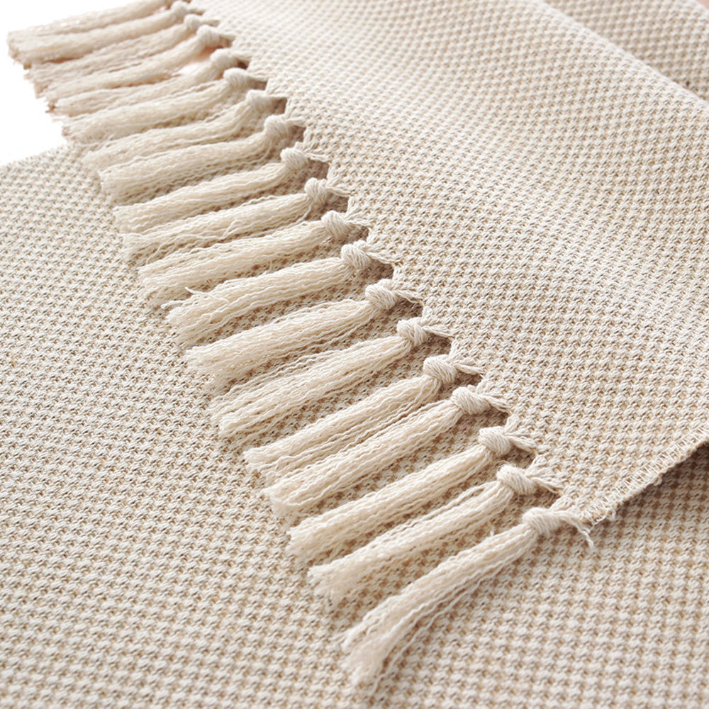 Cotton Linen Weave Table Runner with Tassels