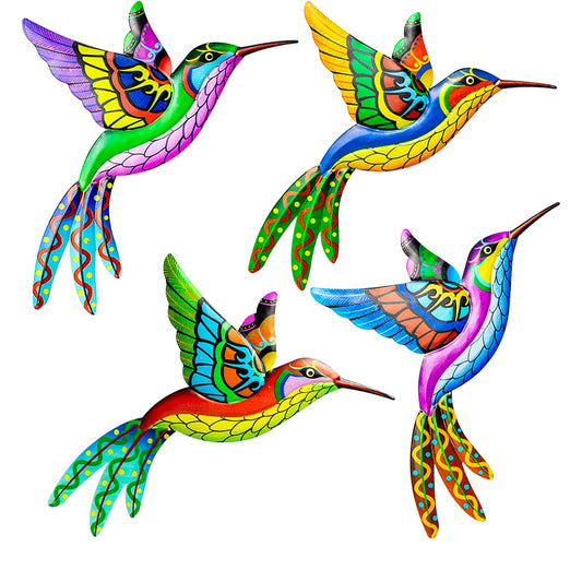 4Pcs 3D Metal Hummingbird Wall Art Decor