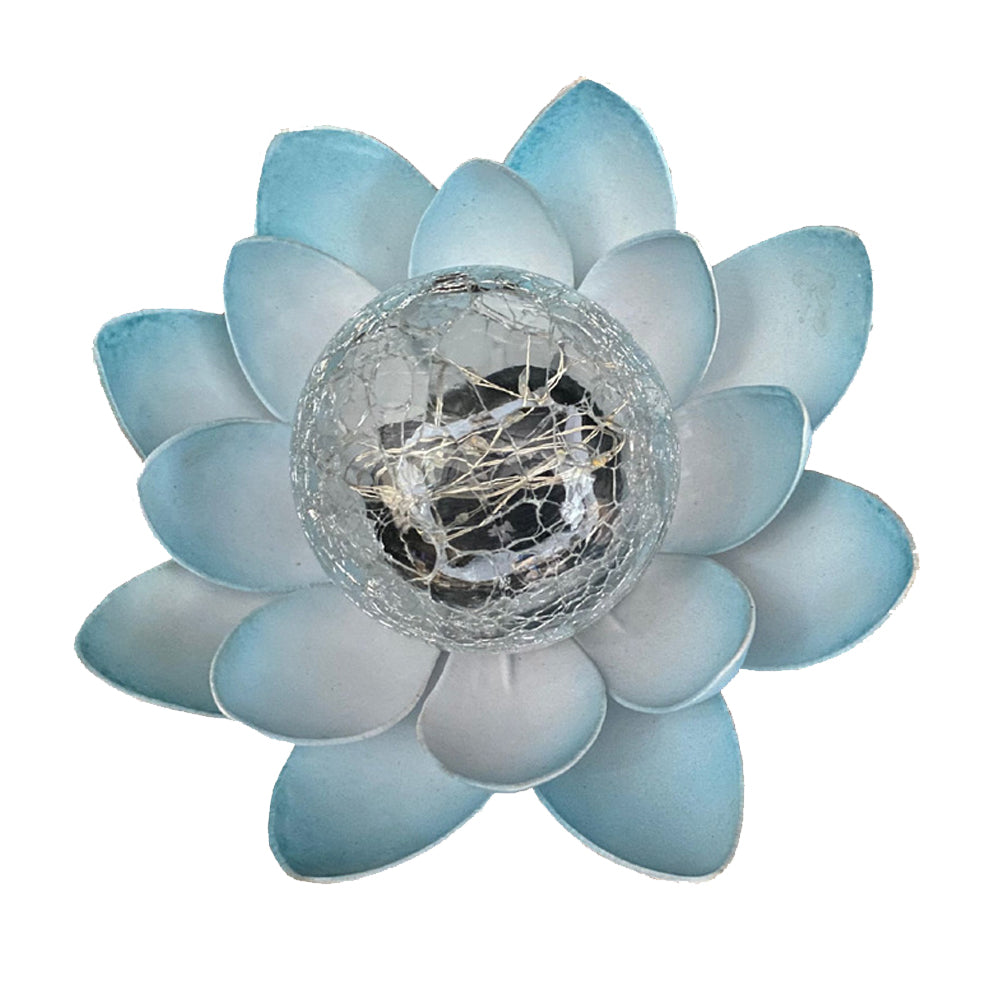 LED Solar Lotus Light Crack Glass Ball Flower Lamp Solar Garden Light