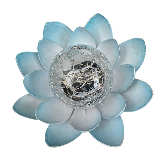 LED Solar Lotus Light Crack Glass Ball Flower Lamp Solar Garden Light