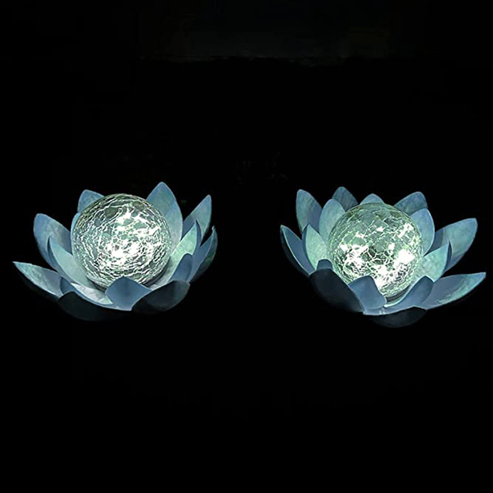 LED Solar Lotus Light Crack Glass Ball Flower Lamp Solar Garden Light