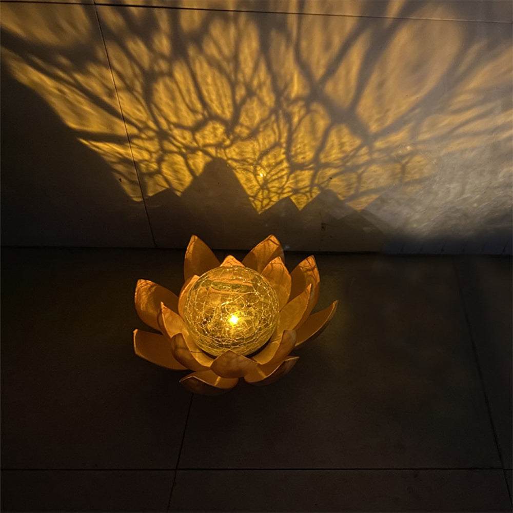 LED Solar Lotus Light Crack Glass Ball Flower Lamp Solar Garden Light