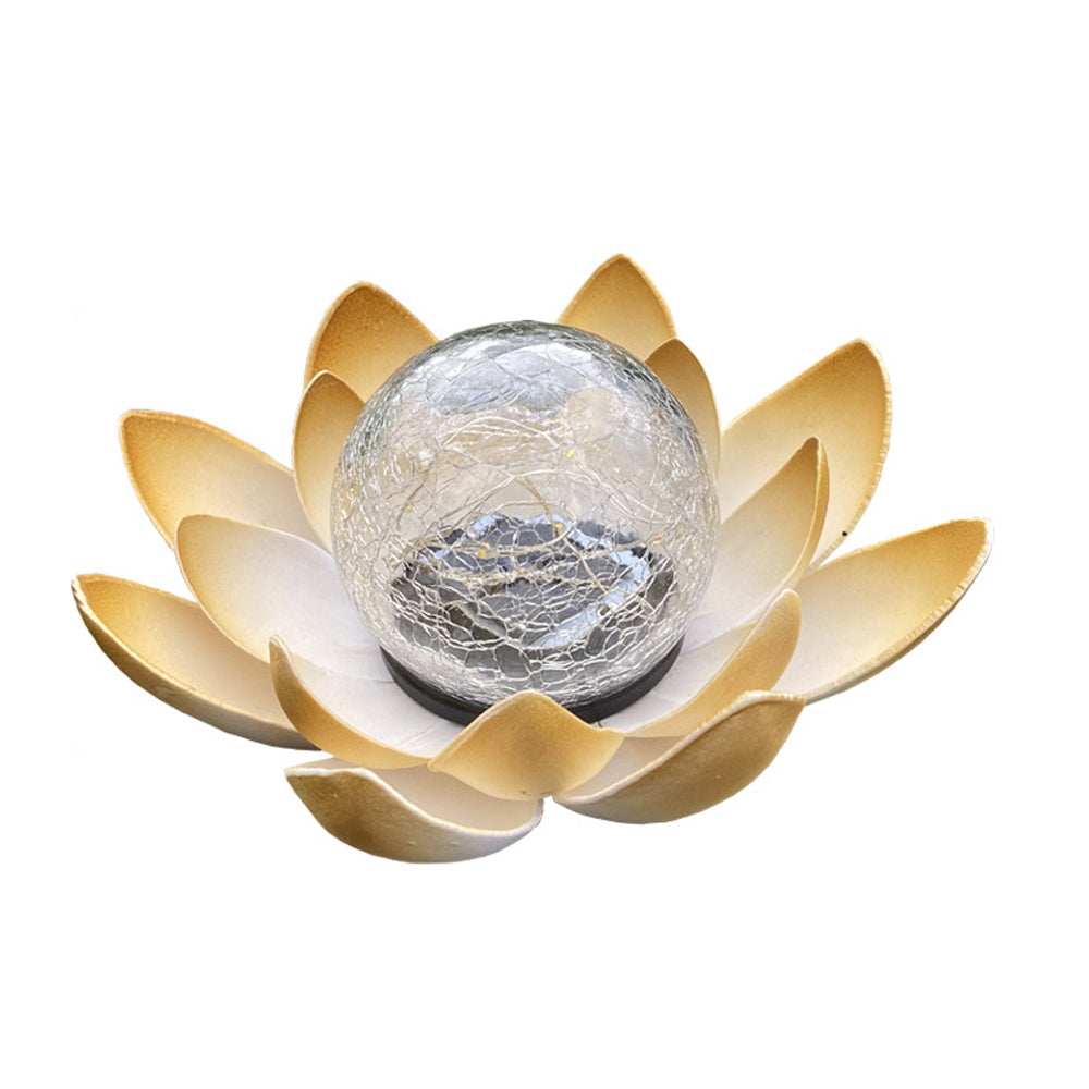 LED Solar Lotus Light Crack Glass Ball Flower Lamp Solar Garden Light