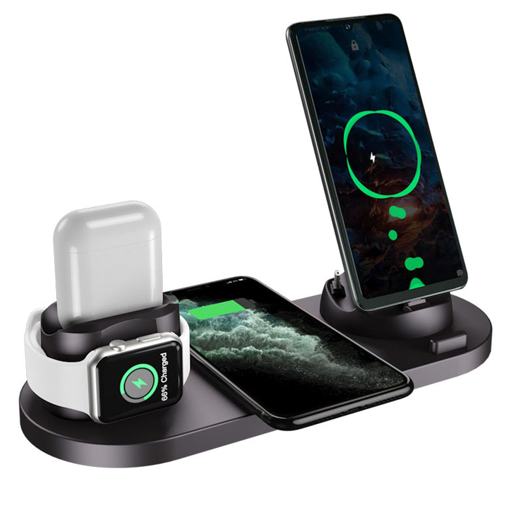 6 in 1 USB Plug Wireless Charging Station For iPhone Samsung Apple Watch