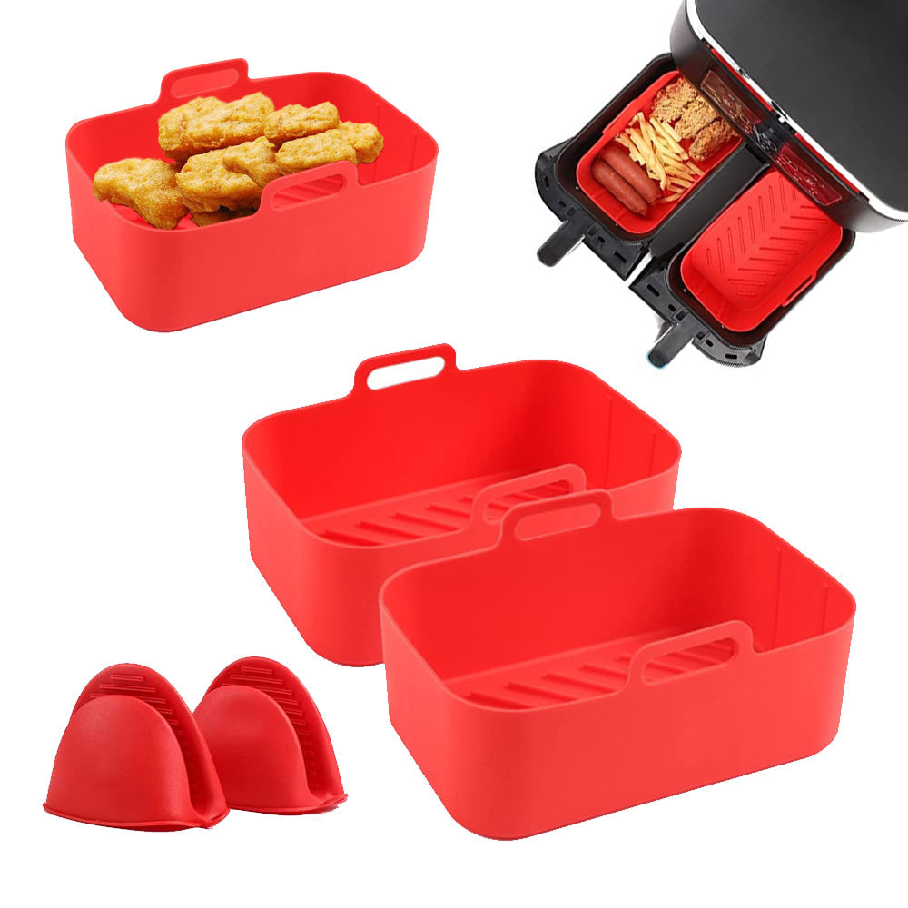 4Pcs Reusable Air Fryer Silicone Pot Air Fryer Liner with Gloves for NinjaDZ201