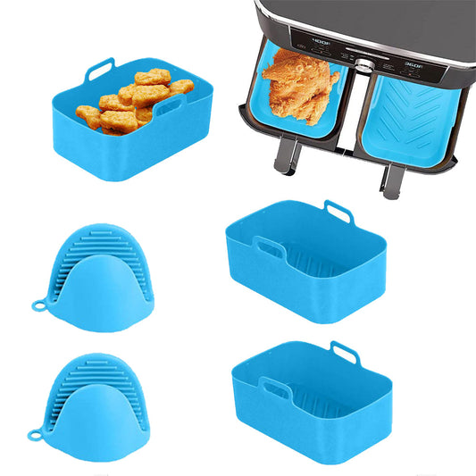 4Pcs Reusable Air Fryer Silicone Pot Air Fryer Liner with Gloves for NinjaDZ201