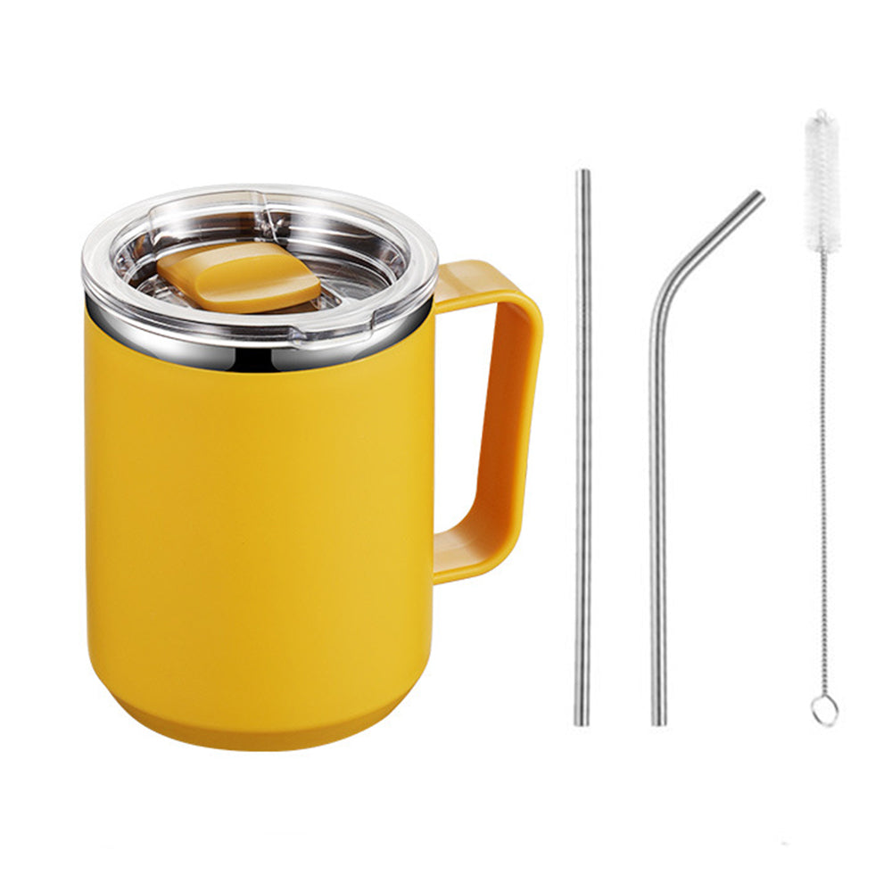 4Pcs Set 450ml Stainless Steel Mug Cup with Straws