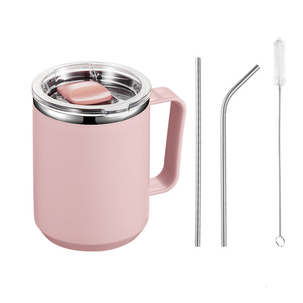 4Pcs Set 450ml Stainless Steel Mug Cup with Straws